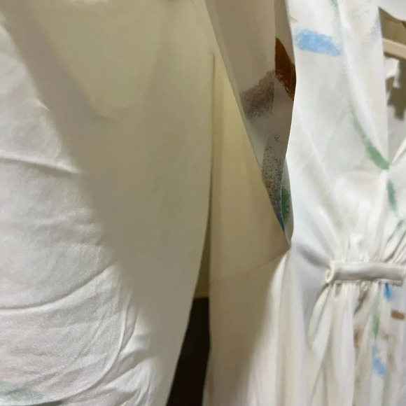 Vtg 7os Womens White Hawaiian Kaftan Summer Midi Dress 14 Elastic Waist String - Picture 11 of 16